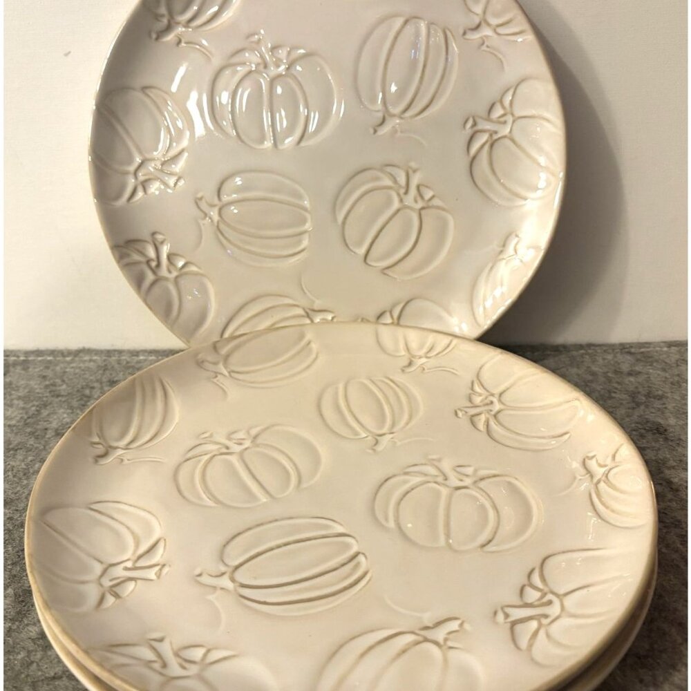 4 Embossed Pumpkin 8.75" Salad Plates from Hobby Lobby  #3140